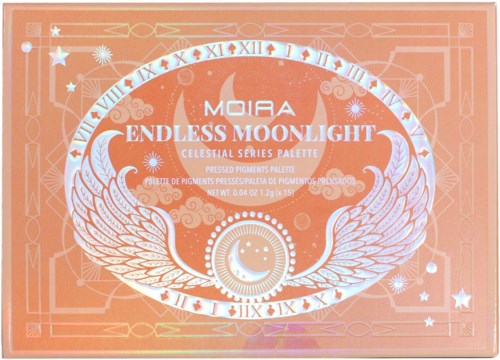 Pakkaus MOIRA Endless Moonlight taivaskuva-siveltimelle, siivet ja kuvat kuu taustalla.