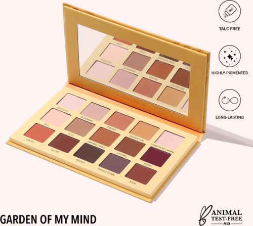 A lipstick palette with 12 shades, palette includes names and a mirror. Features like all-day wear and vibrant colors.