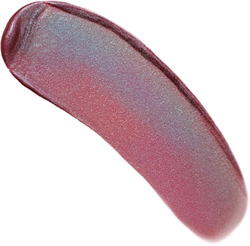 Een roze-achtige, langwerpige substantie met een ruwe textuur en gebogen vorm.