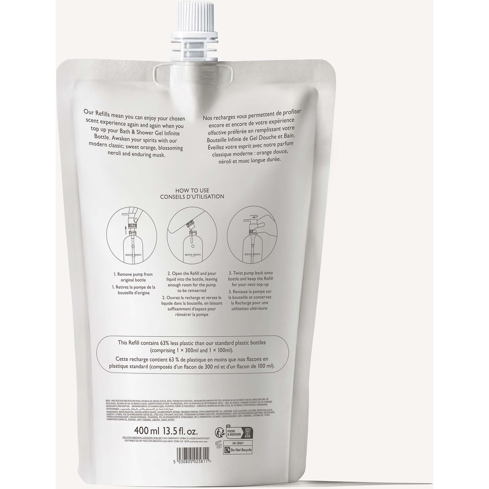 Alternativ bild 1 för Molton Brown Orange & Bergamot Bath & Shower Gel Refill Pouch 400 ml