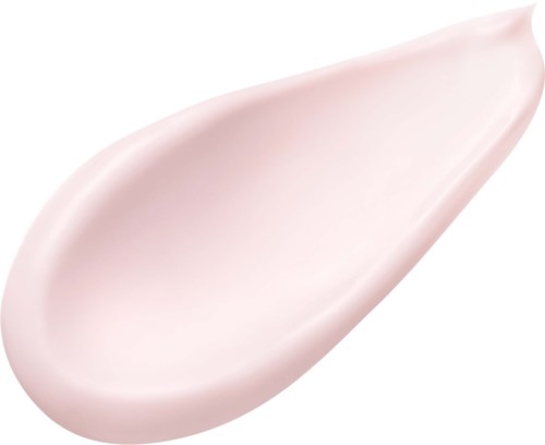 Vaaleanpunainen voide tai lotion, muodoltaan tippa, kiiltävä pinta.
