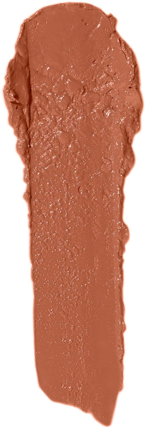 A thick swatch of brownish lipstick or makeup across a white background.