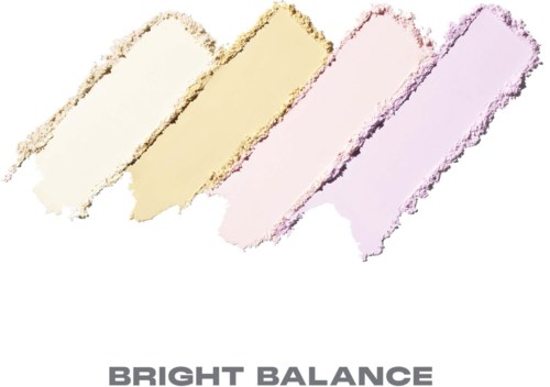 Fyra pastellfärgade swatches: kräm, beige, rosa, lavendel. Texten säger Bright Balance.