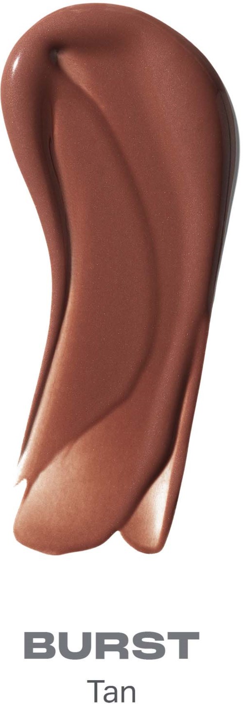 A swatch of liquid tan makeup showing a smooth texture and warm brown color.