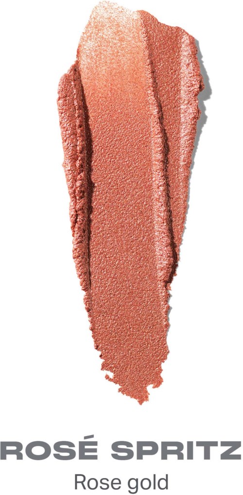 En prøve med roségullfarge og tre mørke linjer, merket Rosé Spritz.