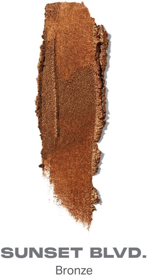 En vertikal stripe av bronsefarget materiale med ujevne kanter og teksten Sunset Blvd. Bronze under.