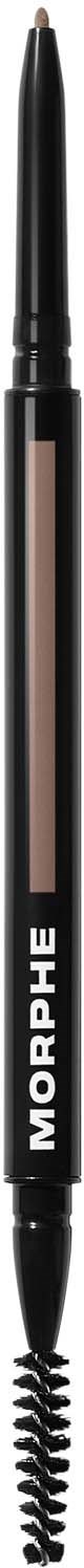 A dual-ended makeup pen with a brush and a gel or liquid product inside. Black color with white text. 
