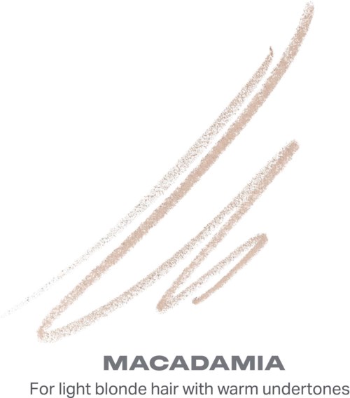 Text about light blonde hair with warm undertones, titled MACADAMIA.