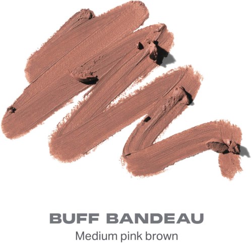 Prøver af medium lyserød-brun cremmakeup, mærket Buff Bandeau.