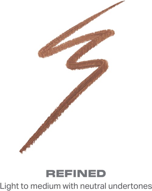 A brown zigzag line with the word refined and some descriptive text about light or medium shades.