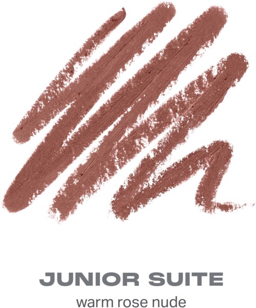 Penseldrag i varm rosny nudefärg med texten 'JUNIOR SUITE' nedanför.