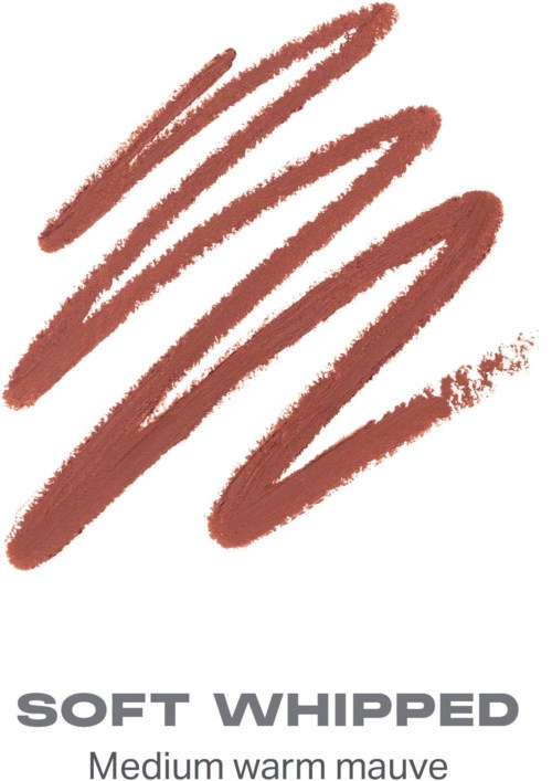 Swatch av varm mauve läppstift eller makeupprodukt med mjuka, blandade streck.