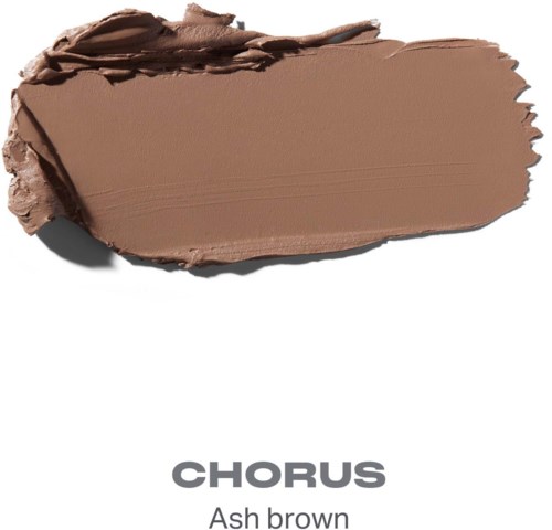 Et tykt, jevnt lag med aske brun makeup eller maling med noen ru kanter og tekstur.