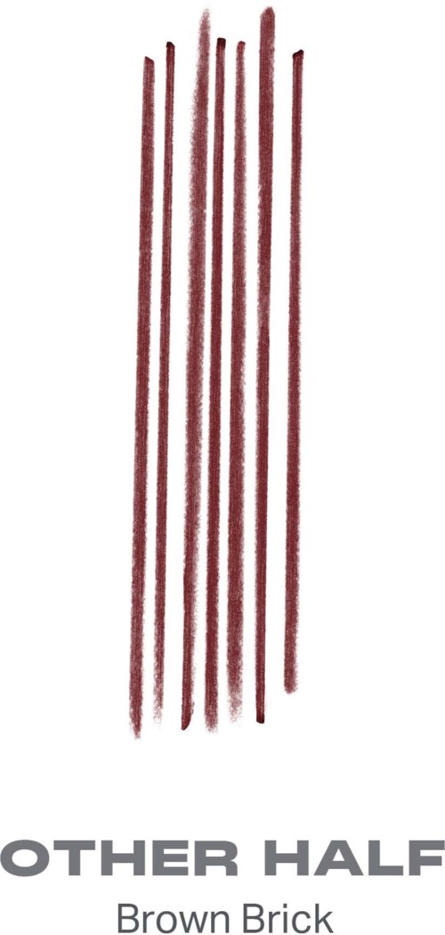 En vertikal illustration av bruna tegelstenar med orden OTHER HALF längst ner.