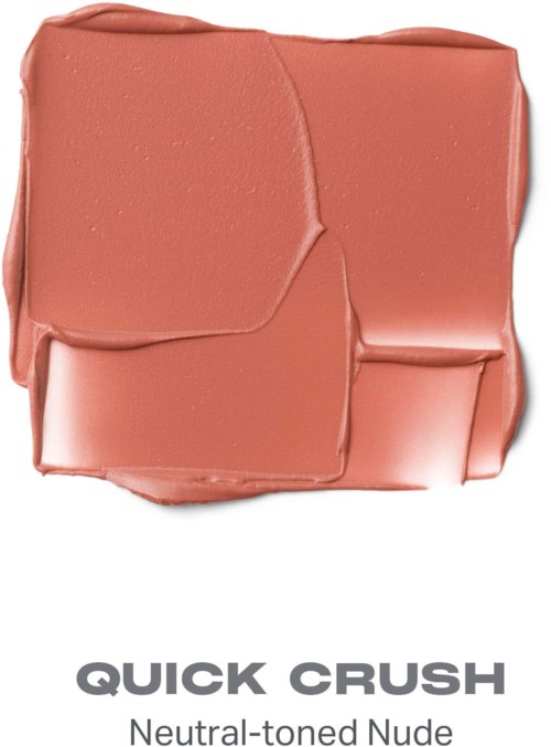 En makeupprodukt i en mjuk rosa nyans, märkt som quick crush, neutral-tonad nude.