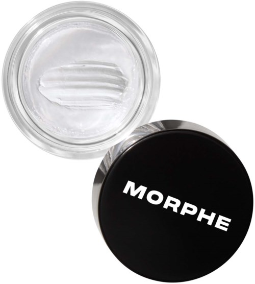 En svart behållare med vit text som säger MORPHE och ett genomskinligt lock som visar insidan.