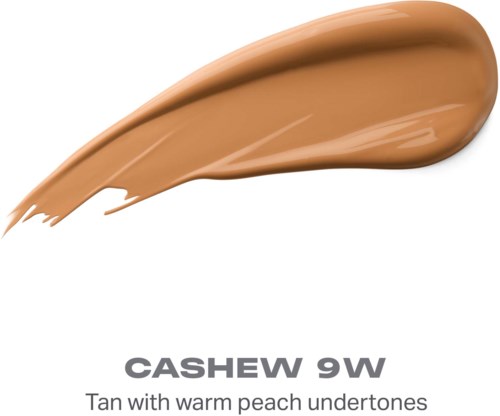 En färgprov av makeup som heter Cashew 9W med varm persikanyans.