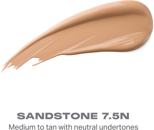 Swatch av medium till tan foundation kallad Sandstone 7.5N med neutrala undertoner.
