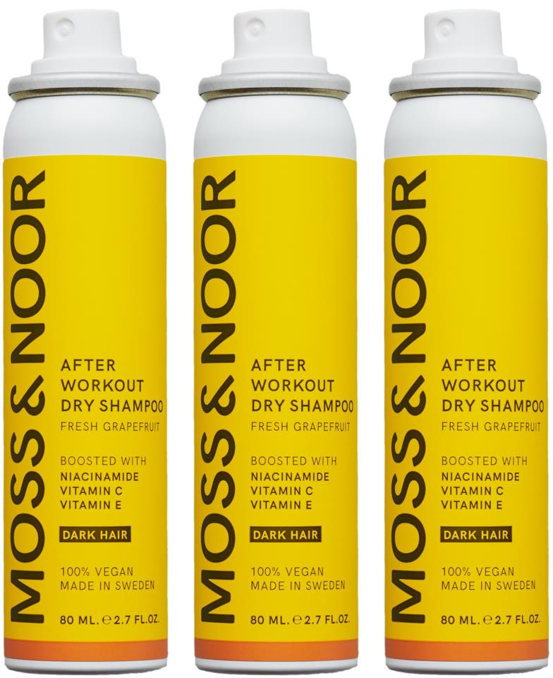 Moss & Noor After Workout Dry Shampoo Dark Hair 3 pack