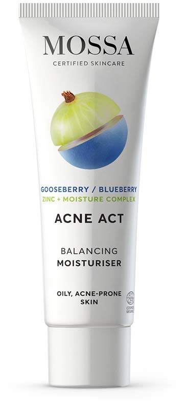 Крем для лица Mossa Acne Act увлажняющий, с крыжовником и черникой, для жирной кожи, 50 мл — фото 2