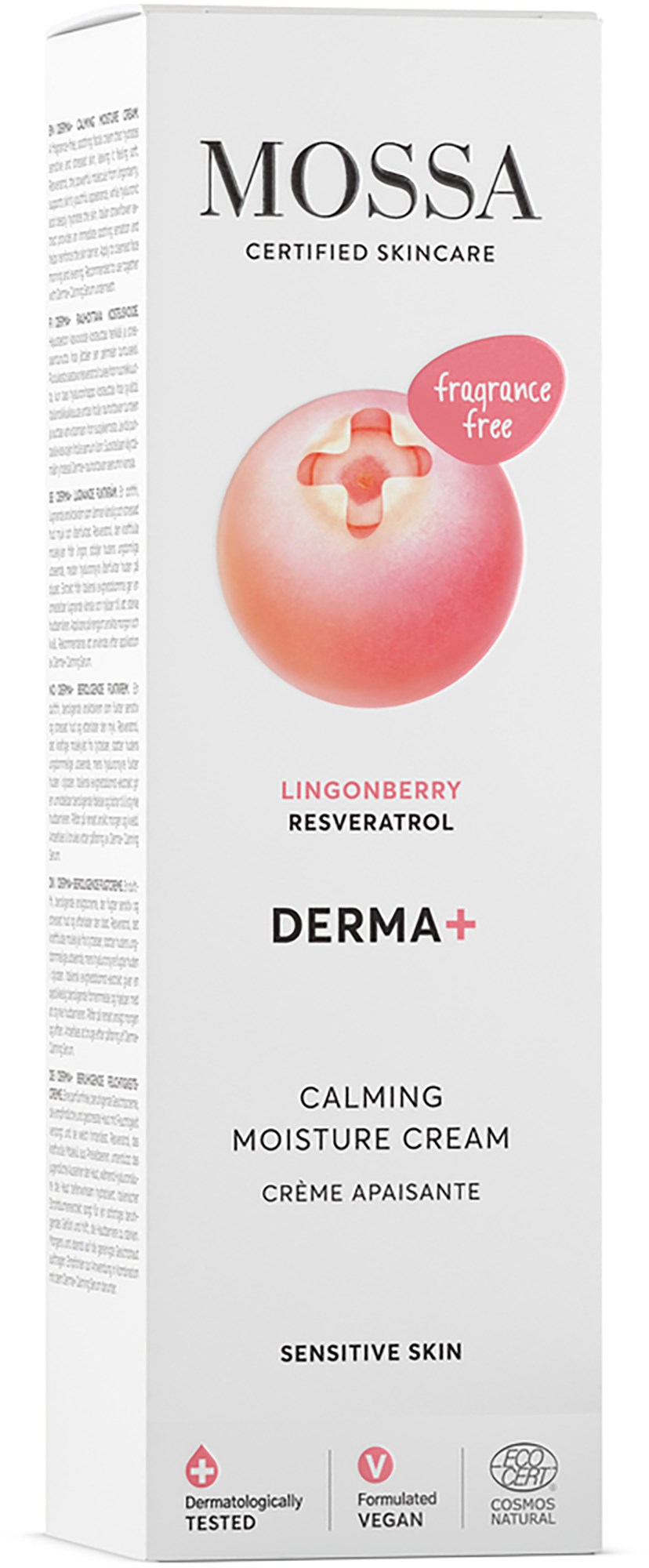 Крем для лица Mossa Derma+ успокаивающий, увлажняющий, с брусникой и ресвератролом, для чувствительной кожи, 50 мл — фото 3