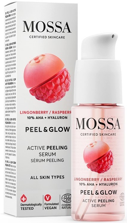 En hudvårdsprodukt från MOSSA med lingonberry och hallon som hjälper till att peela och ge lyster för alla hudtyper.