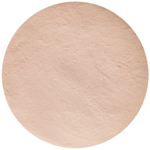 En rund, beige cirkel med en texturerad yta som liknar sand eller pulver.