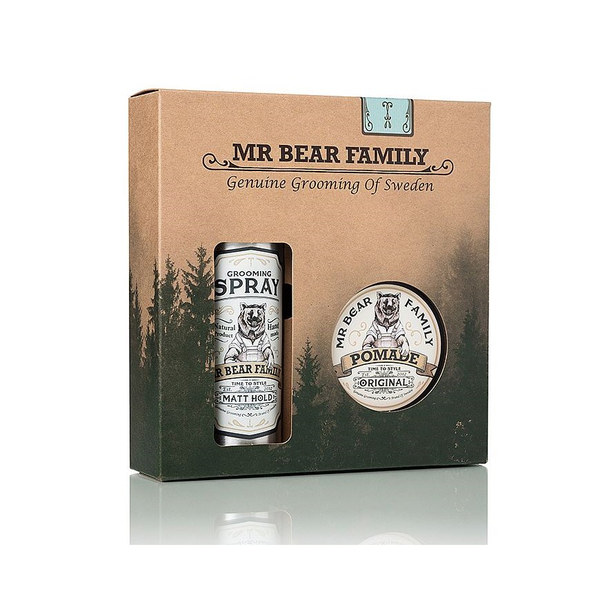 Mr Bear Family Kit Spray & Pomade Sweetwood