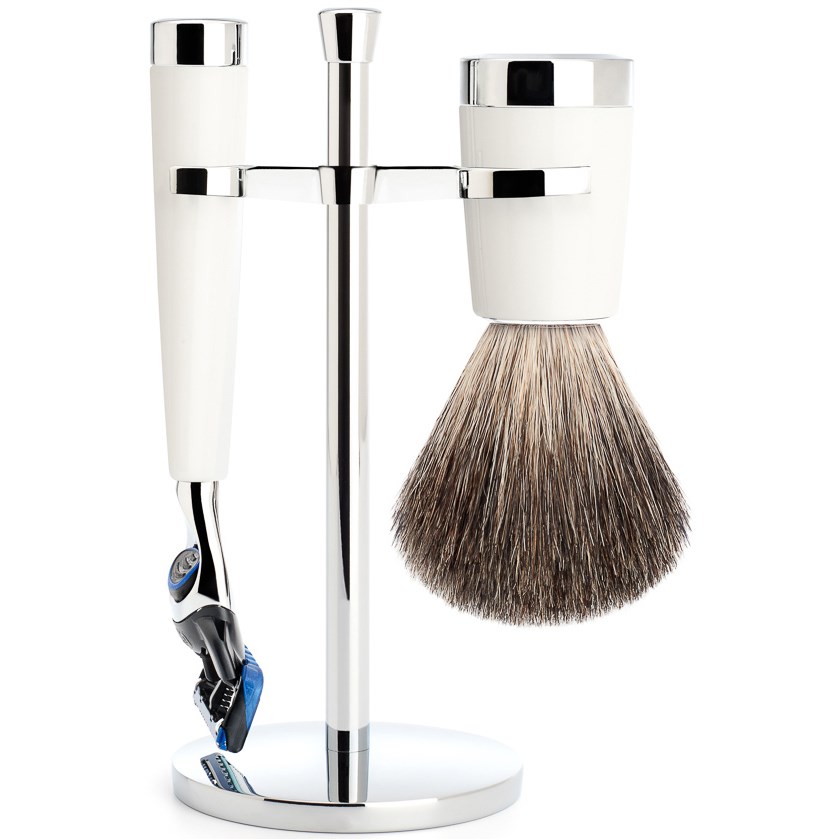 Mühle Liscio Set Razor Fusion™ + Shaving Brush High-Grade Resin White