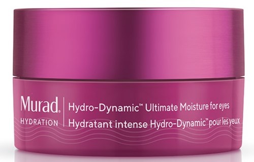 En lyserød beholder med Murad Hydro-Dynamic Ultimate Moisture til øjne, mærket som hydrering og intens fugtighedscreme.