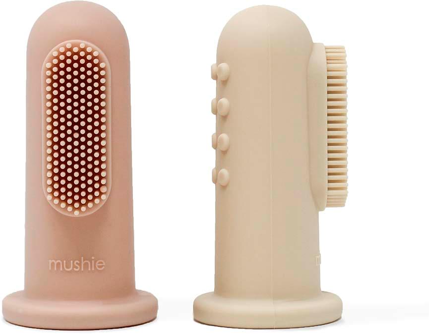 Mushie Finger Toothbrush Blush/Shifting Sand