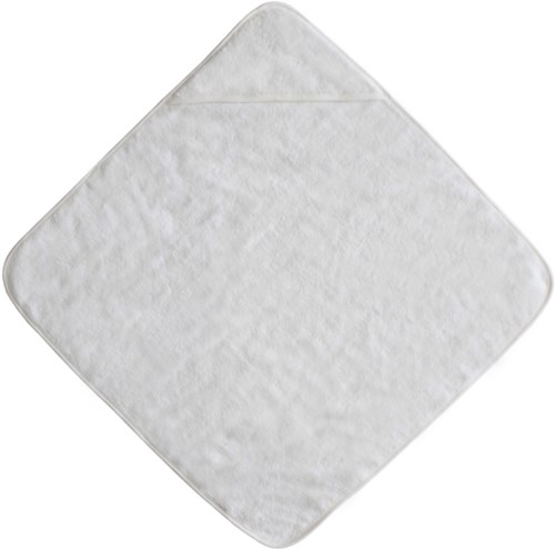 En vit mjuk tyg eller handduk, vikt till en diamantform med runda kanter.