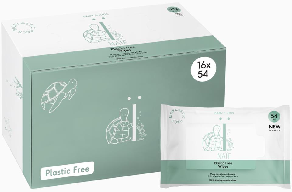 Naïf Baby & Kids Plastic Free Baby Wipes 16-pack