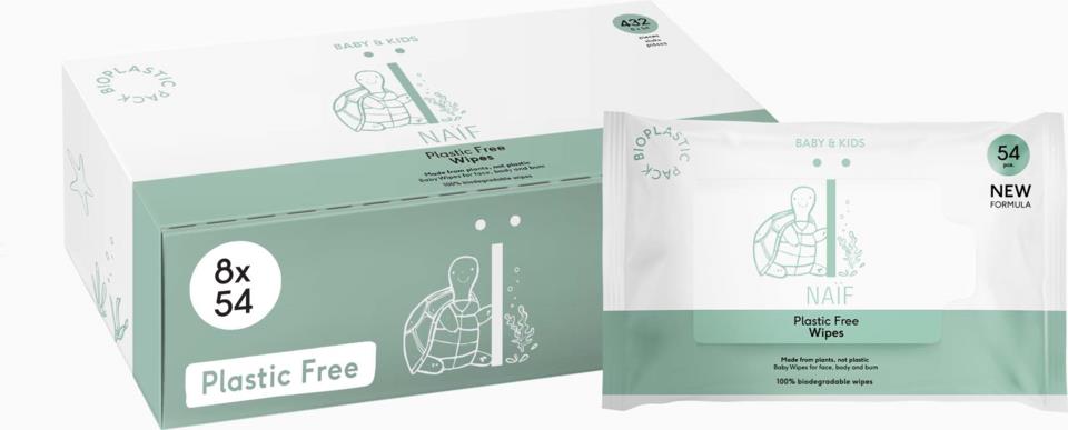 Naïf Baby & Kids Plastic Free Baby Wipes 8-pack