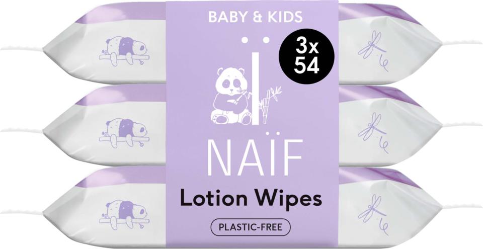 NAÏF Care Lotion Baby Wipes 3-pack sleeve