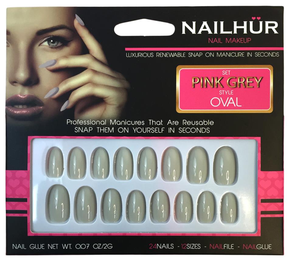Nailhur Oval Pink Grey