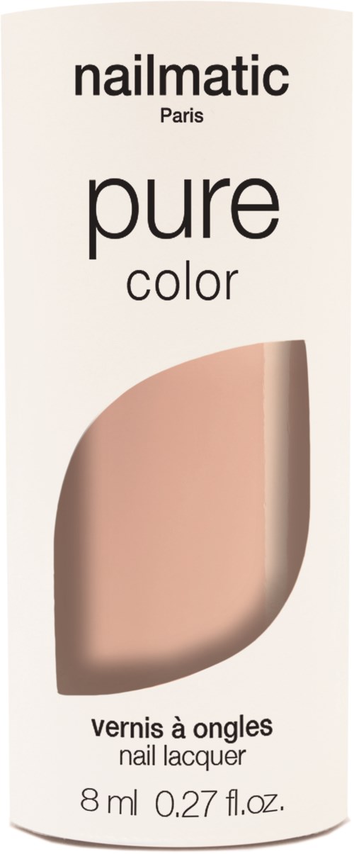Nagellackflaska från Nailmatic Paris, märkt 'pure color', 8 ml, ljus rosa nyans.