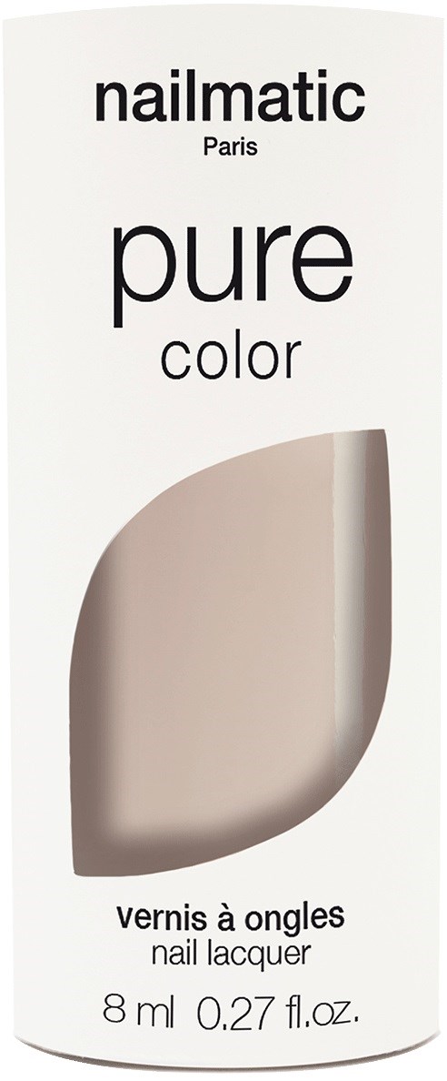 En nagellacksflaska med märket 'Nailmatic Paris' och orden 'pure color'.