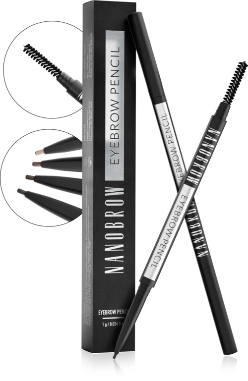 Eyebrow pencil includes a spoolie brush and multiple shades for eyebrow makeup.