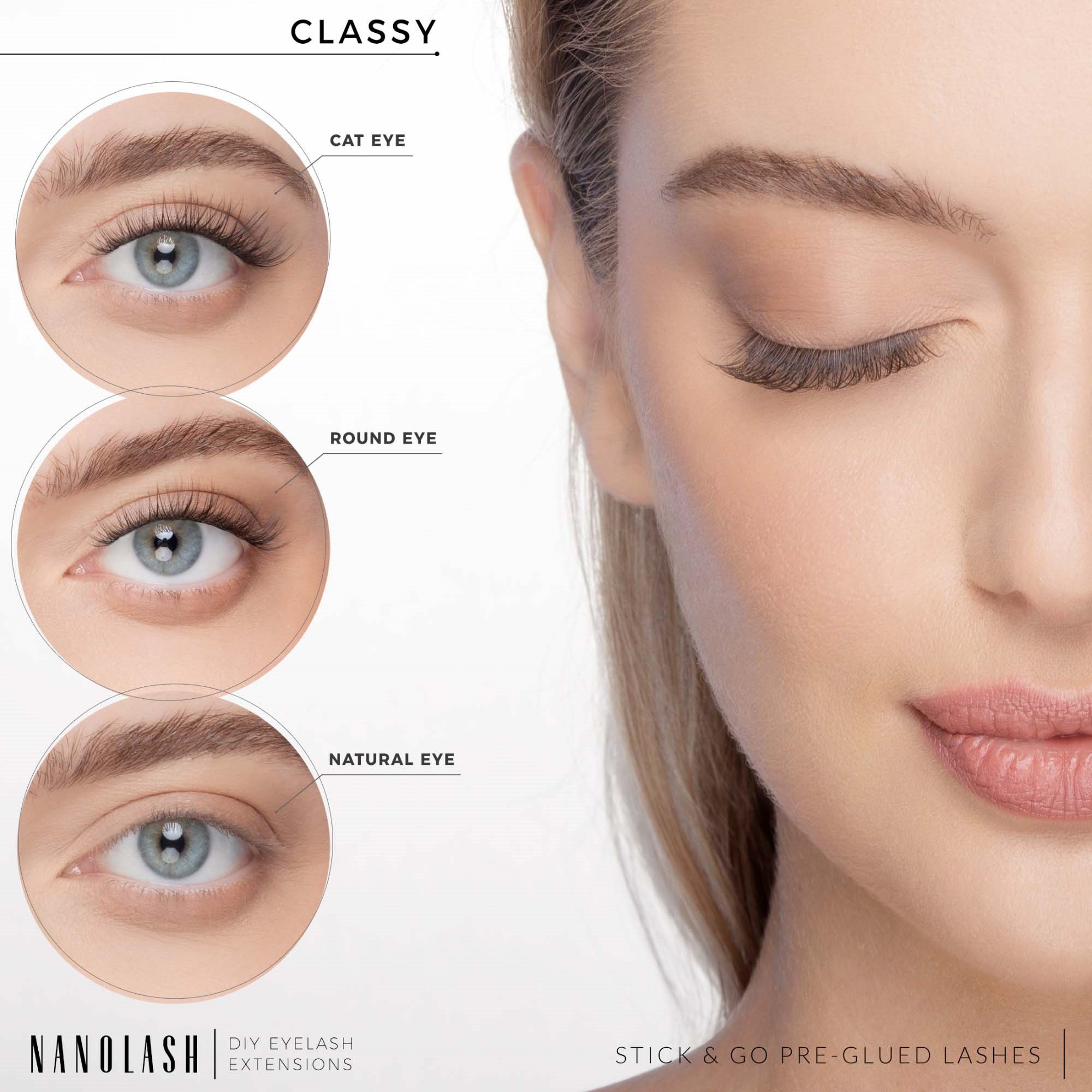 Nanolash DIY eyelash extensions Stick & Go pre-glued lashes Classy (obrázok 3)