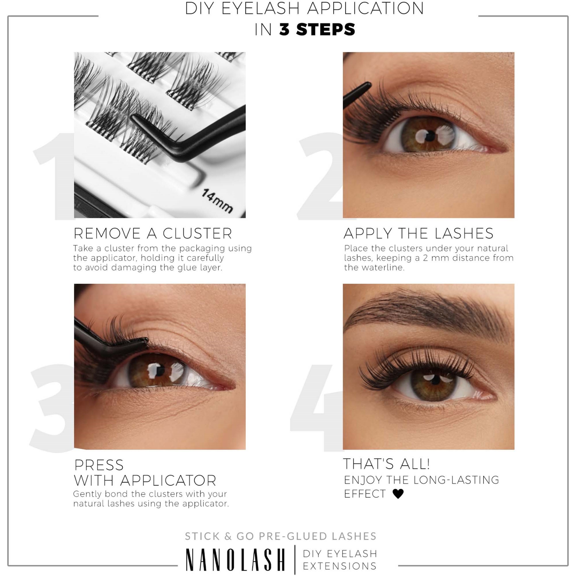 Nanolash DIY eyelash extensions Stick & Go pre-glued lashes Classy (obrázok 6)