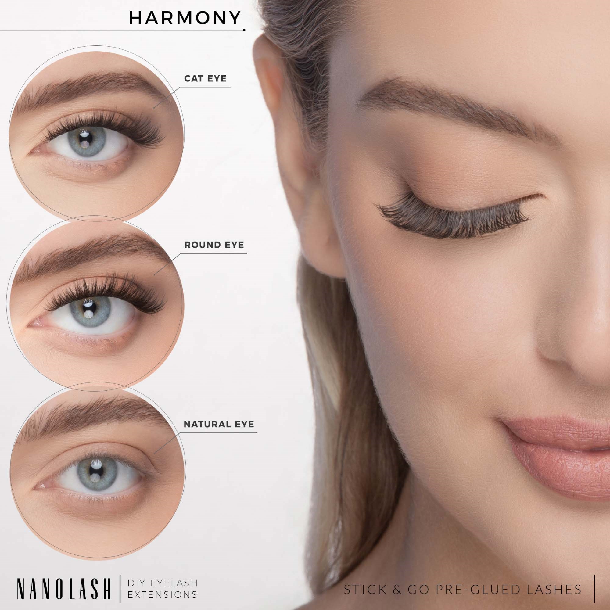Nanolash DIY eyelash extensions Stick & Go pre-glued lashes Harmony (obrázok 3)
