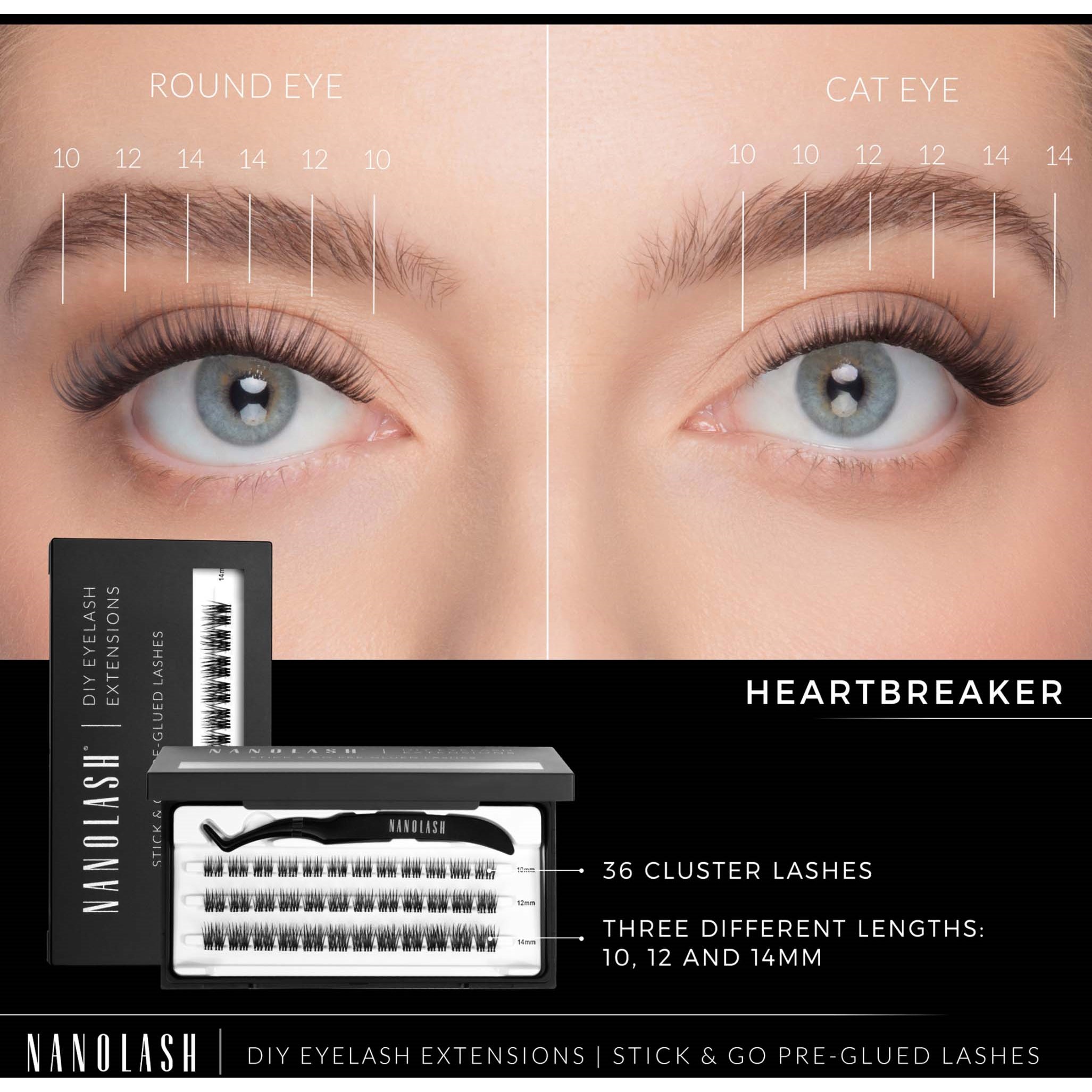 Nanolash DIY eyelash extensions Stick & Go pre-glued lashes Heartbreak (obrázok 4)