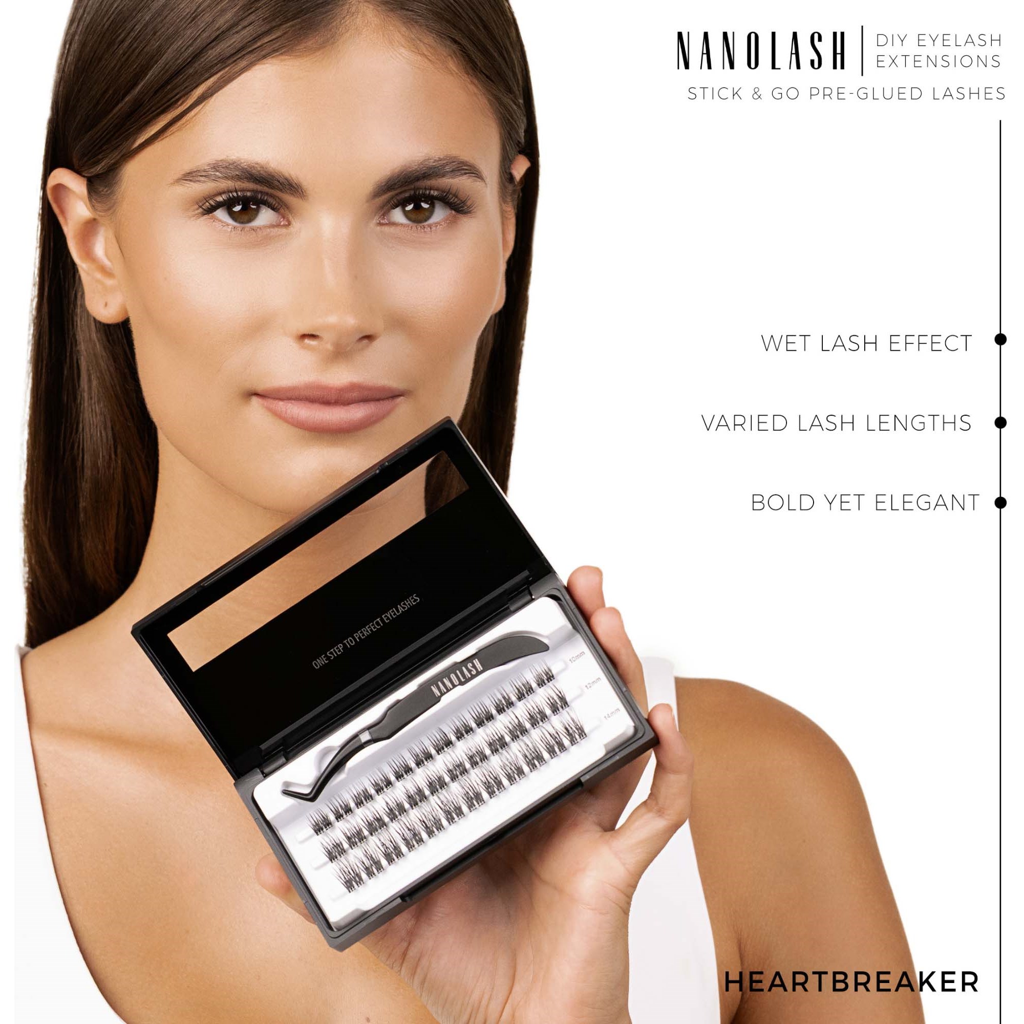 Nanolash DIY eyelash extensions Stick & Go pre-glued lashes Heartbreak (obrázok 5)