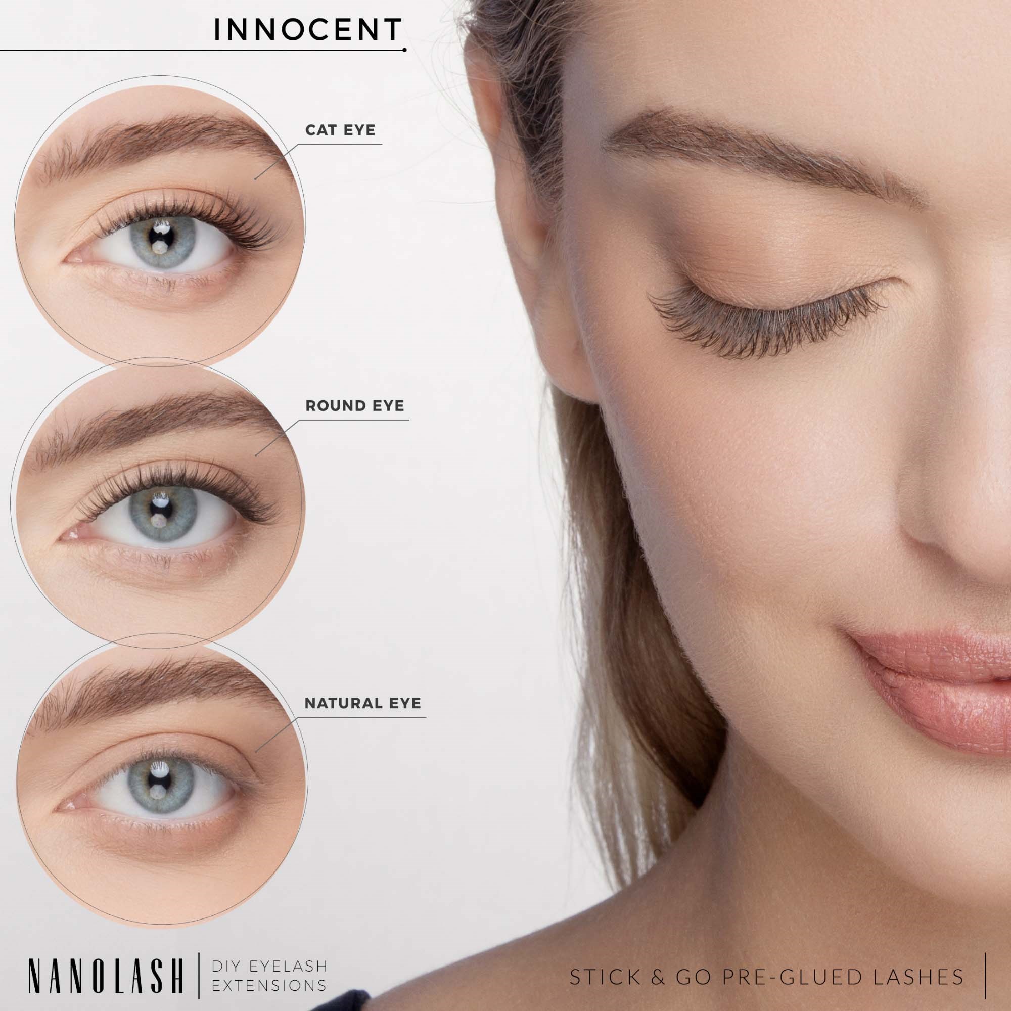 Nanolash DIY eyelash extensions Stick & Go pre-glued lashes Innocent (obrázok 3)