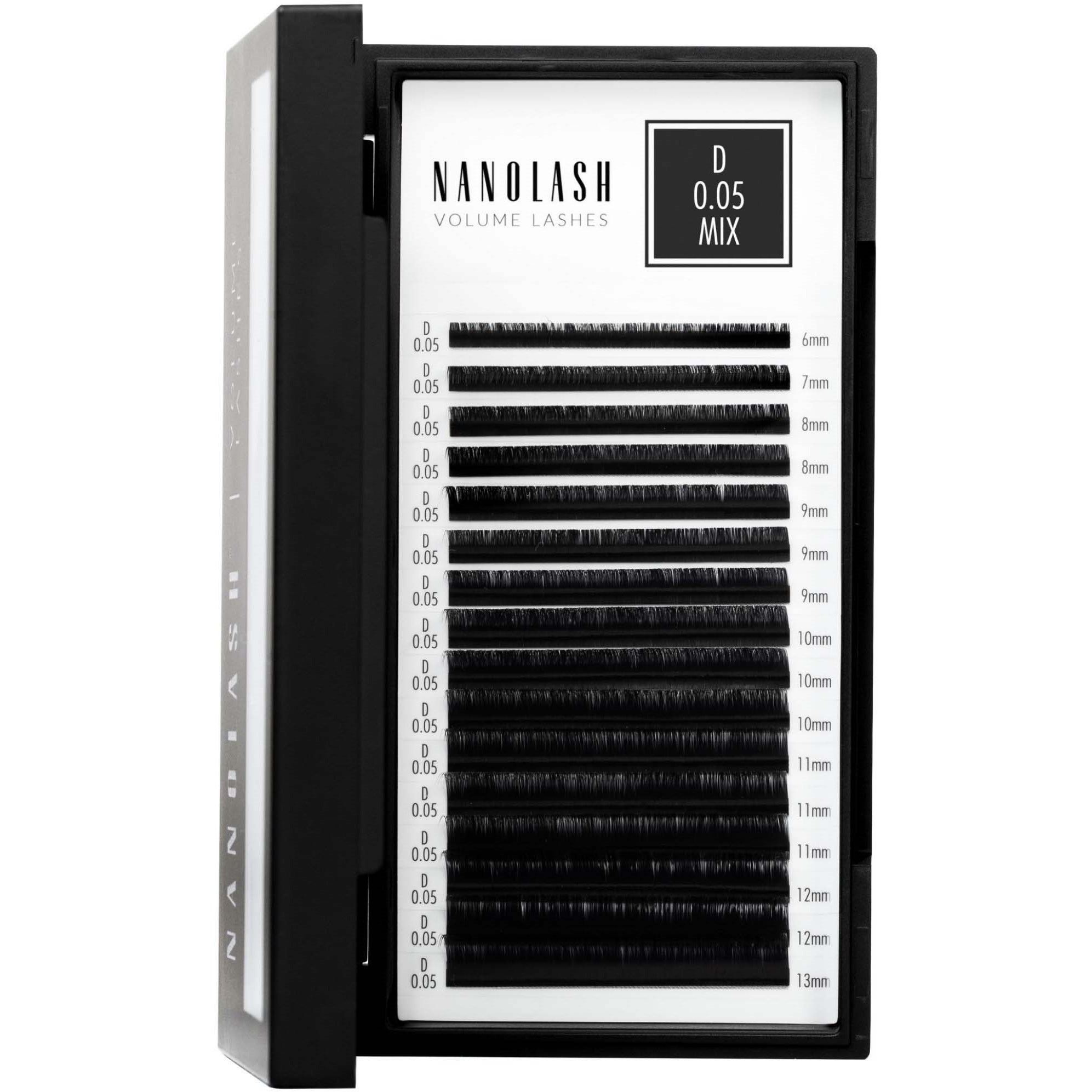 Nanolash Volume Lashes - D-krumning 0,05 mm, mix 6-13 mm