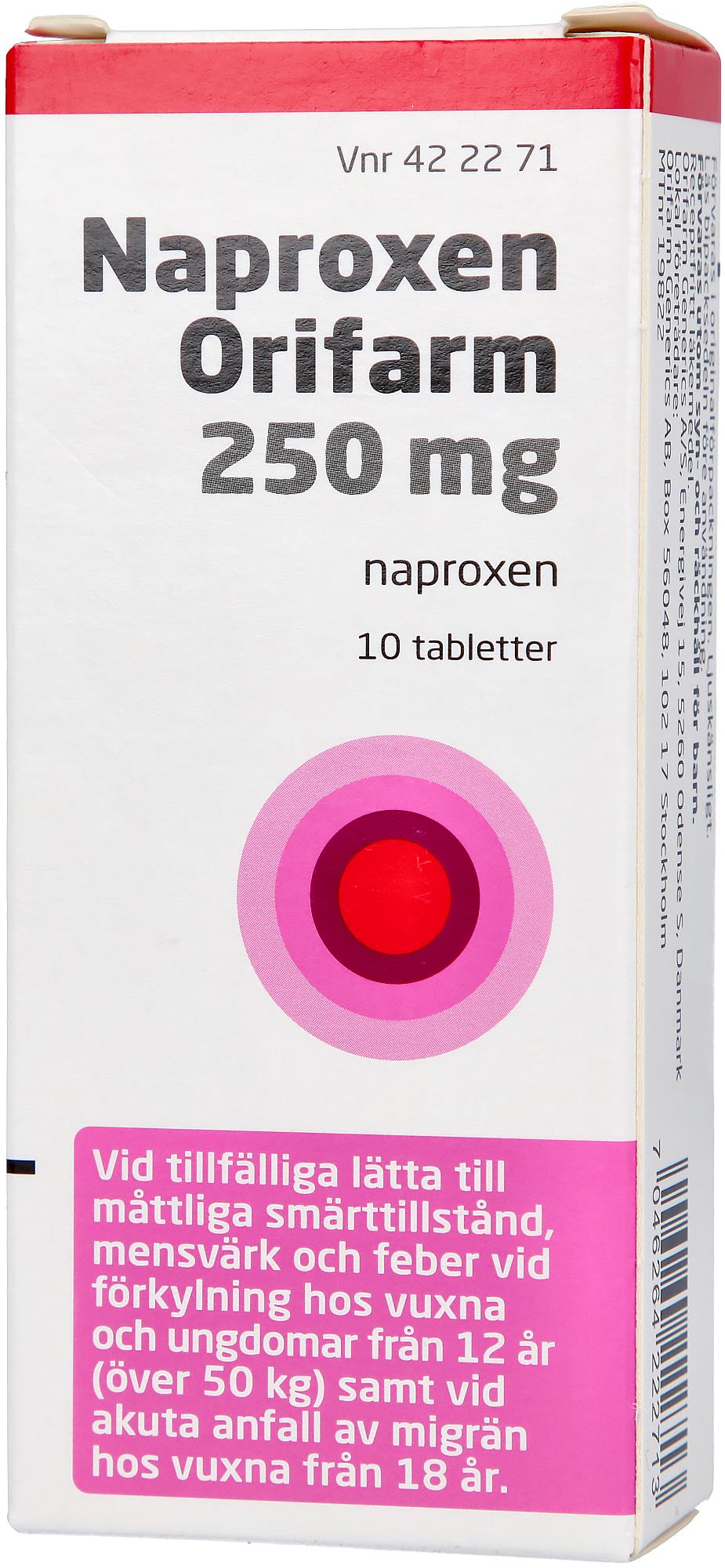 Naproxen Orifarm Tablett 250mg 10 st