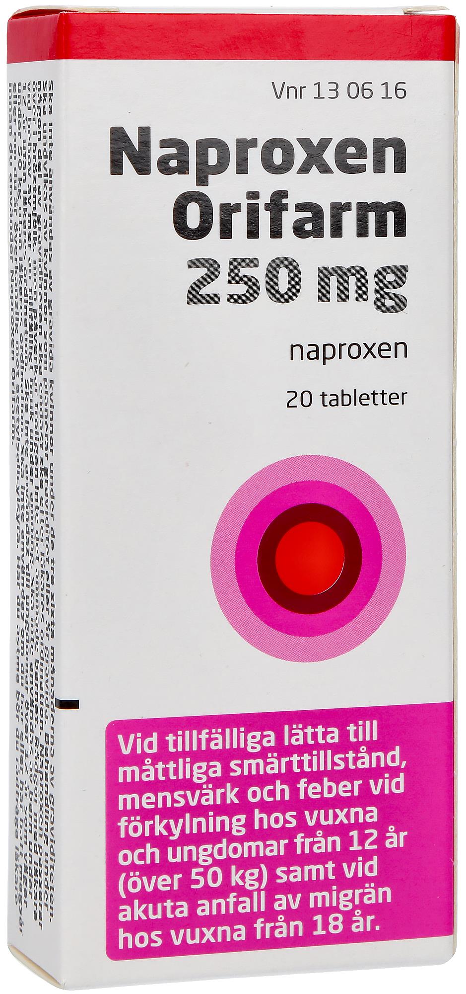 Naproxen Orifarm Tablett 250mg 20 st