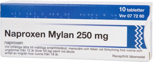 Naproxen Mylan Tablett 250mg 10 st