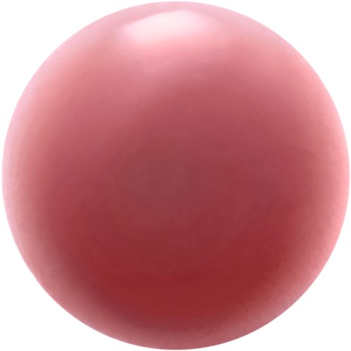 Rosenvärinen sileä pyöreä pallo, kiiltävä pinta ja valonheijastus.